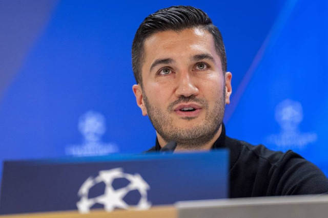 Madrid: Borussia Dortmund coach, Nuri Sahin takes part in a press conference for the team at the Santiago Bernabeu Stadium, ahead of Tuesday's UEFA Champions League soccer match against Real Madrid.